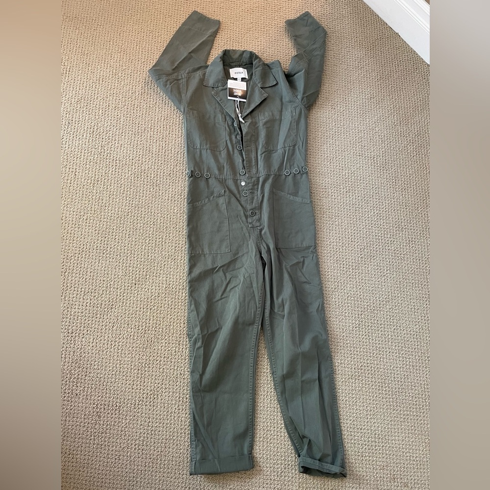NWT-Pistola Tanner green jumpsuit(snap button fell off-see photo)